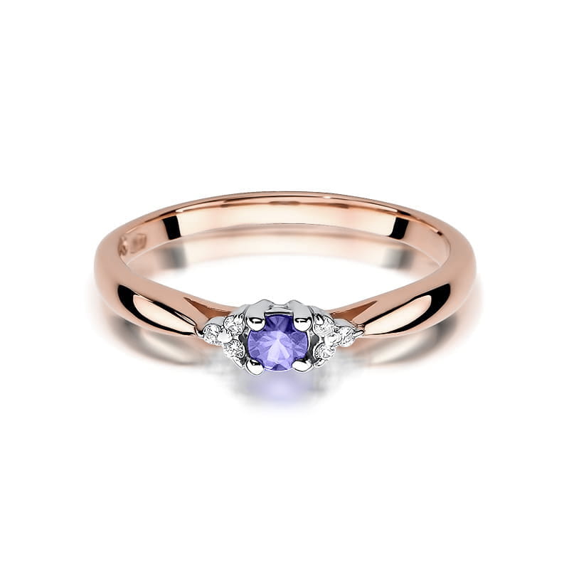 W428 Tanzanitový prsteň 0,15ct ružové zlato Au 585/1000 - 1