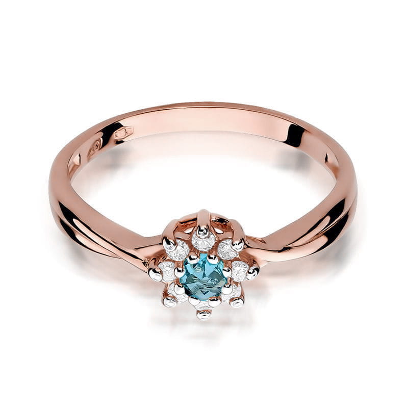 W072 Topaz prsteň 0.15ct ružové zlato Au 585/1000 - 1