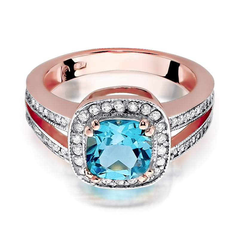 W307 Topaz prsteň 2.60ct ružové zlato Au 585/1000 - 1