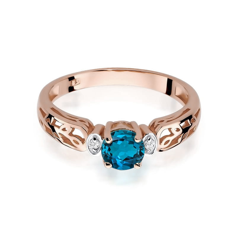 W014 Topaz London Modrý prsteň 0,50ct ružové zlato Au 585/1000 - 1