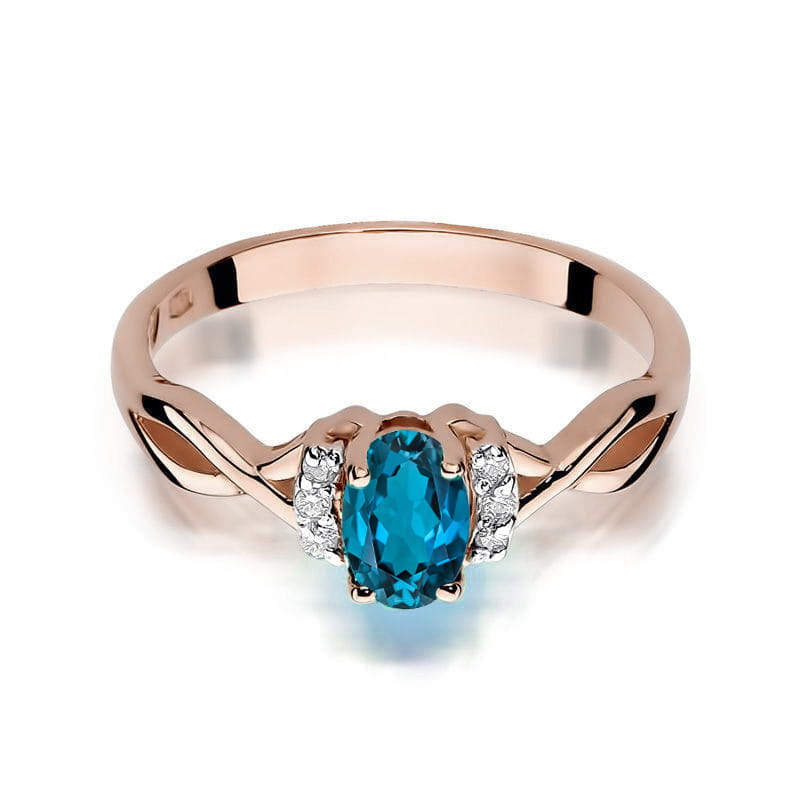 W019 Topaz London Modrý prsteň 0,50ct ružové zlato Au 585/1000 - 1