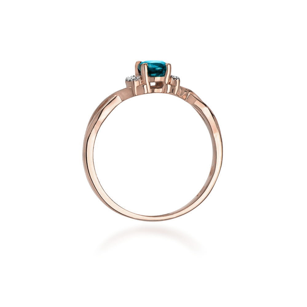 W019 Topaz London Modrý prsteň 0,50ct ružové zlato Au 585/1000 - 2