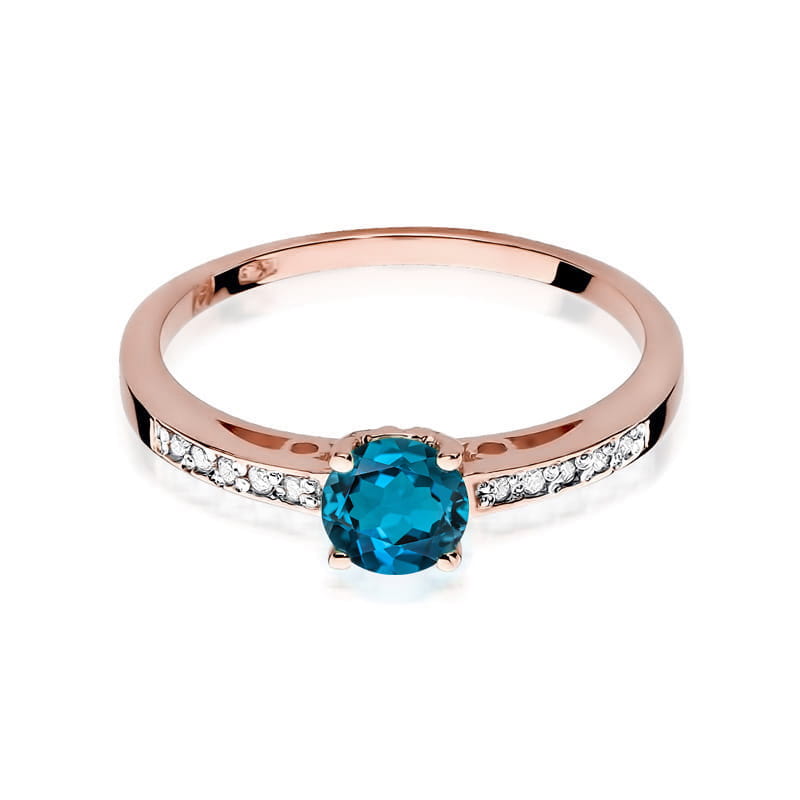 W066 Topaz London Modrý prsteň 0,50ct ružové zlato Au 585/1000 - 1