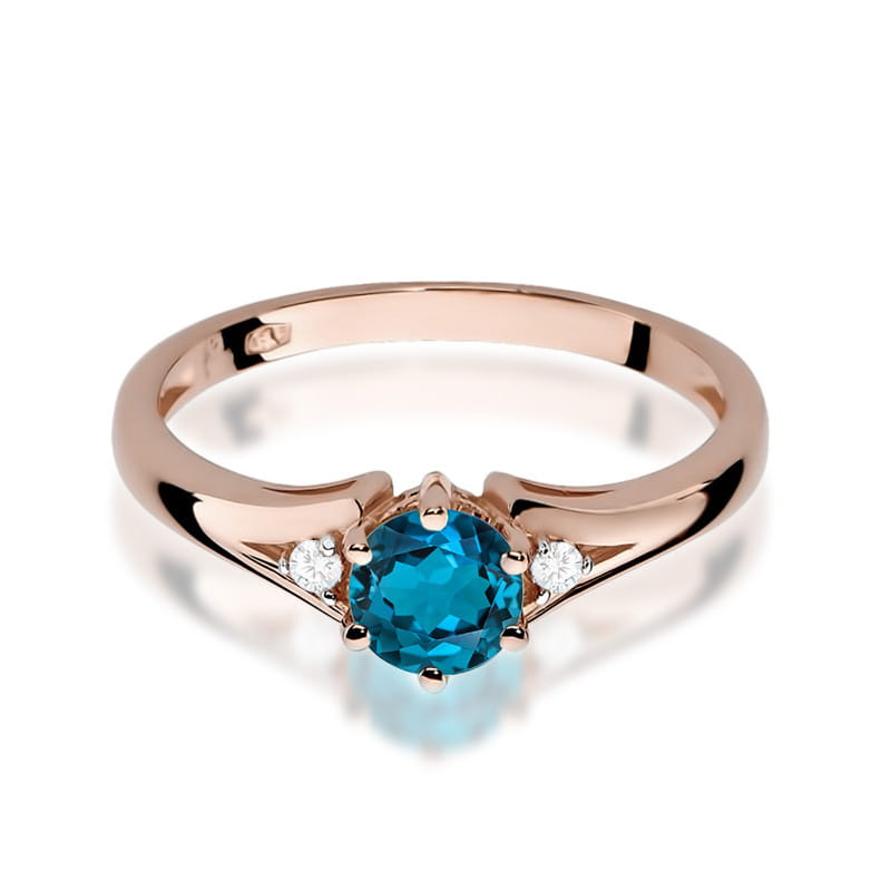W076 Topaz London Modrý prsteň 0,50ct ružové zlato Au 585/1000 - 1