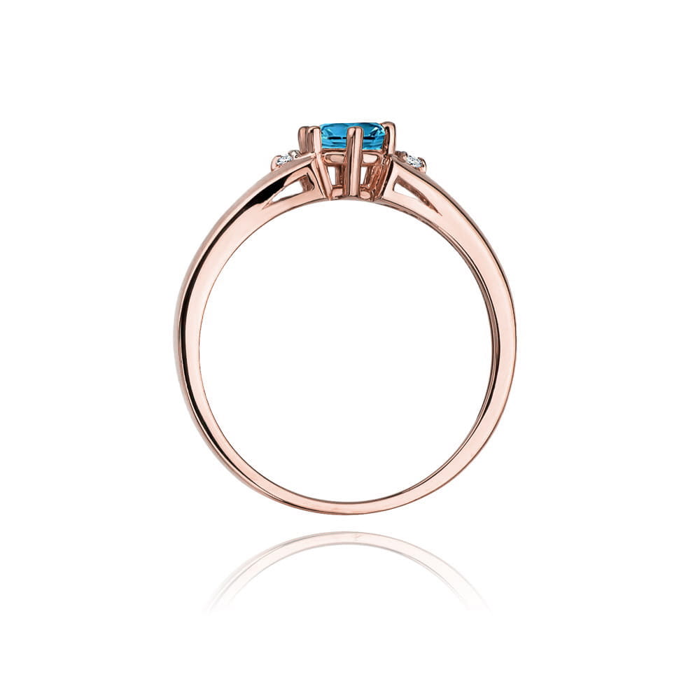 W076 Topaz London Modrý prsteň 0,50ct ružové zlato Au 585/1000 - 2