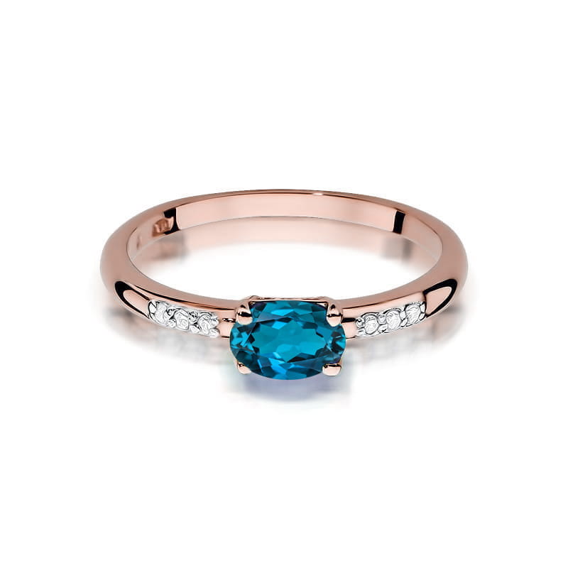 W077 Topaz London Modrý prsteň 0,50ct ružové zlato Au 585/1000 - 1