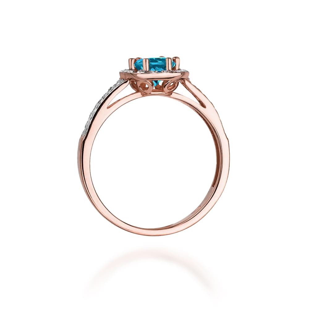 W087 Topaz London Modrý prsteň 0,50ct ružové zlato Au 585/1000 - 2