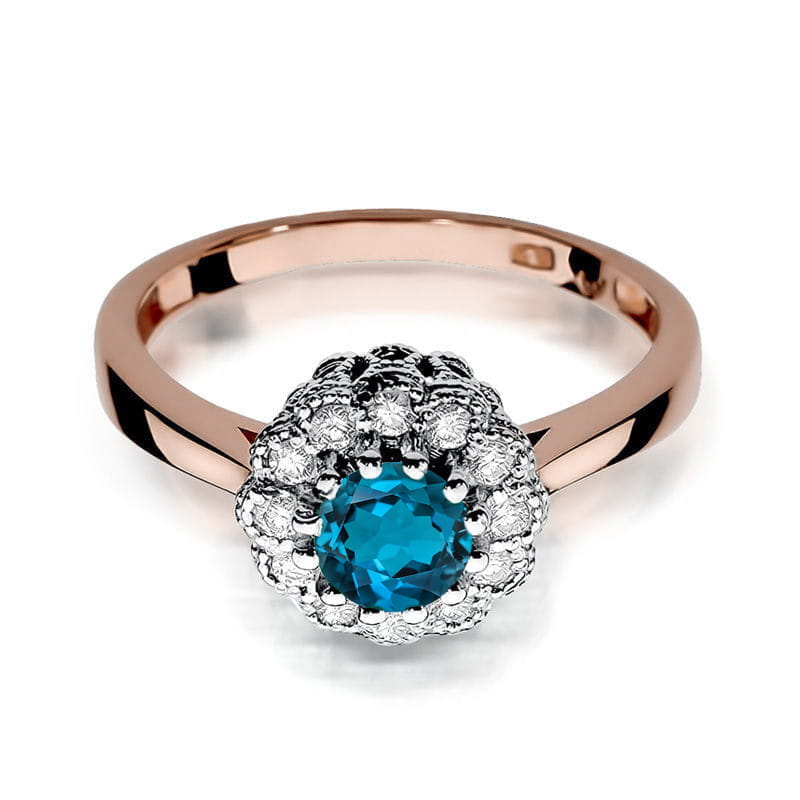W284 Topaz London Modrý prsteň 0,50ct ružové zlato Au 585/1000 - 1