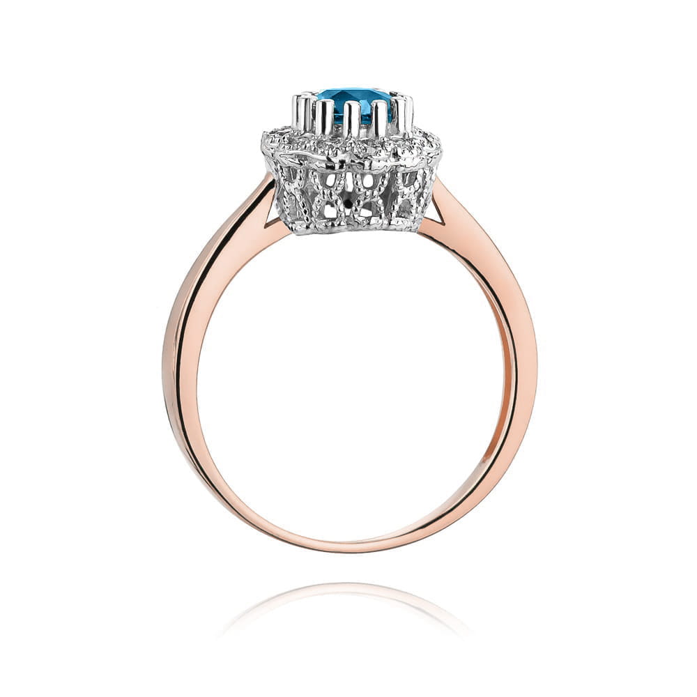 W284 Topaz London Modrý prsteň 0,50ct ružové zlato Au 585/1000 - 2