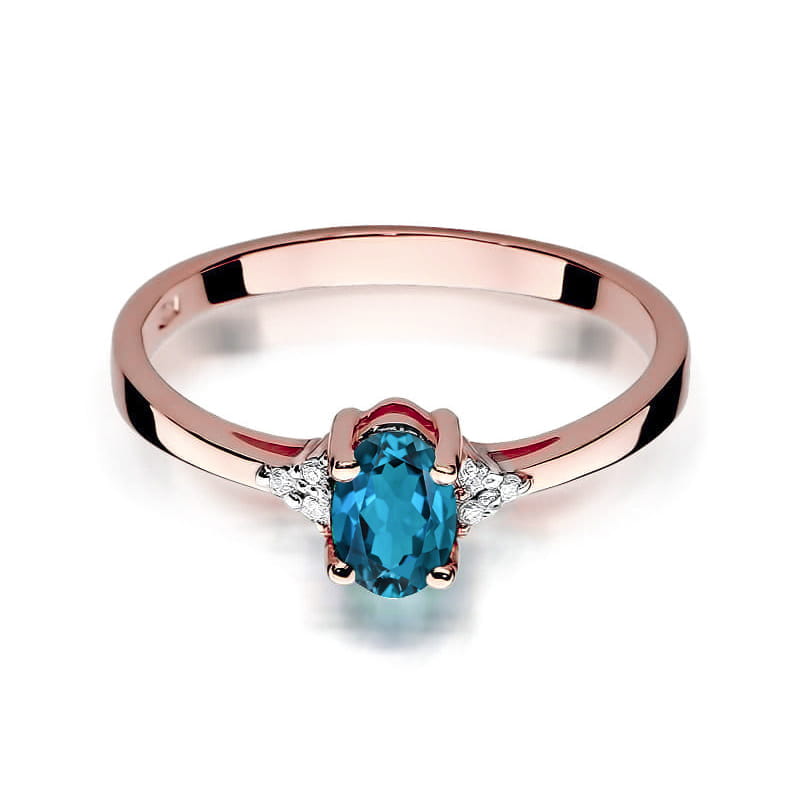 W301 Topaz London Modrý prsteň 0,50ct ružové zlato Au 585/1000 - 1