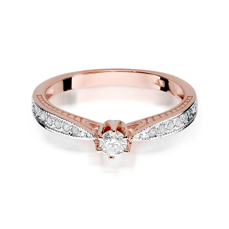 W202 Diamantový prsteň 0,15ct ružové zlato Au 585/1000 - 1