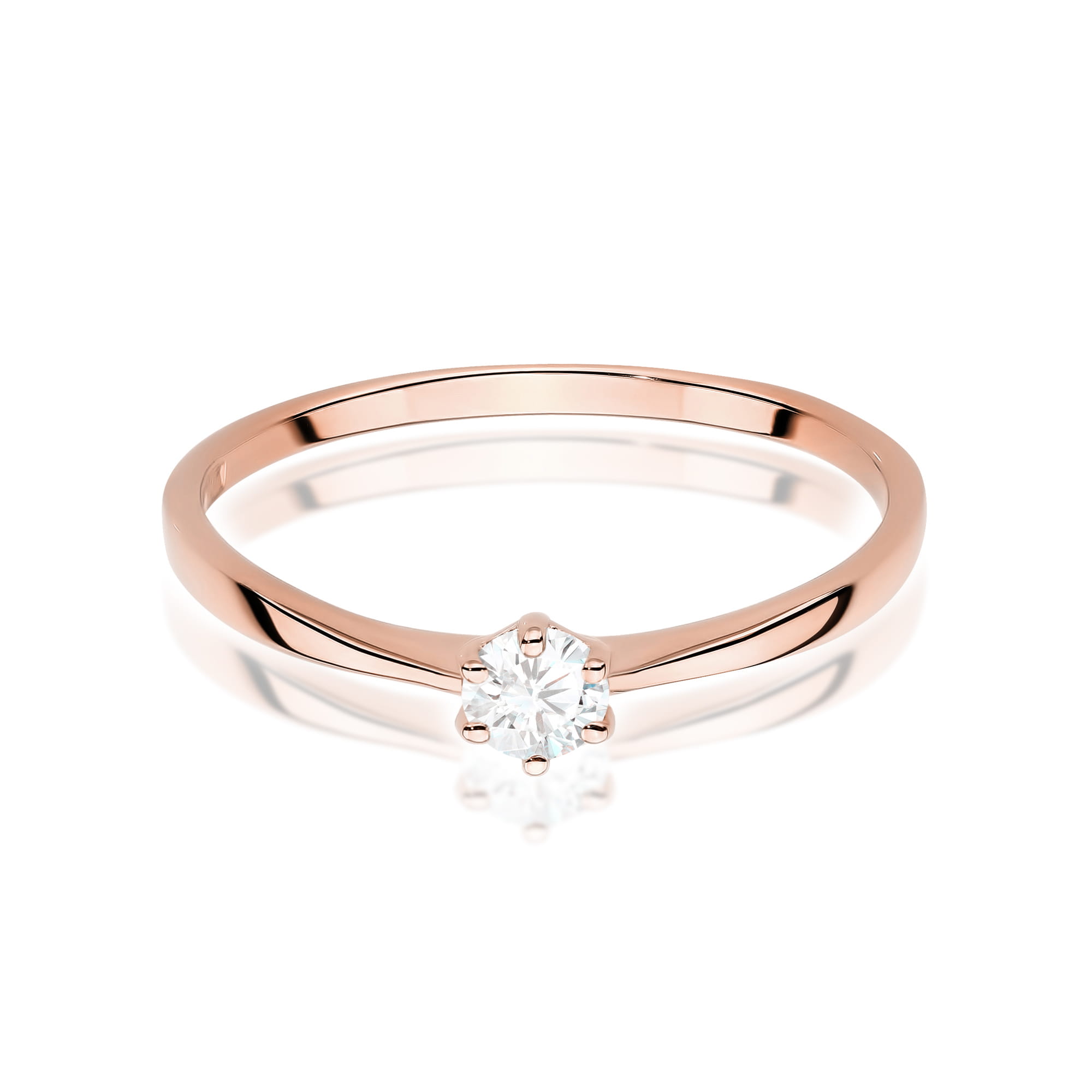 W579 Diamantový prsteň 0,15ct ružové zlato Au 585/1000 - 1