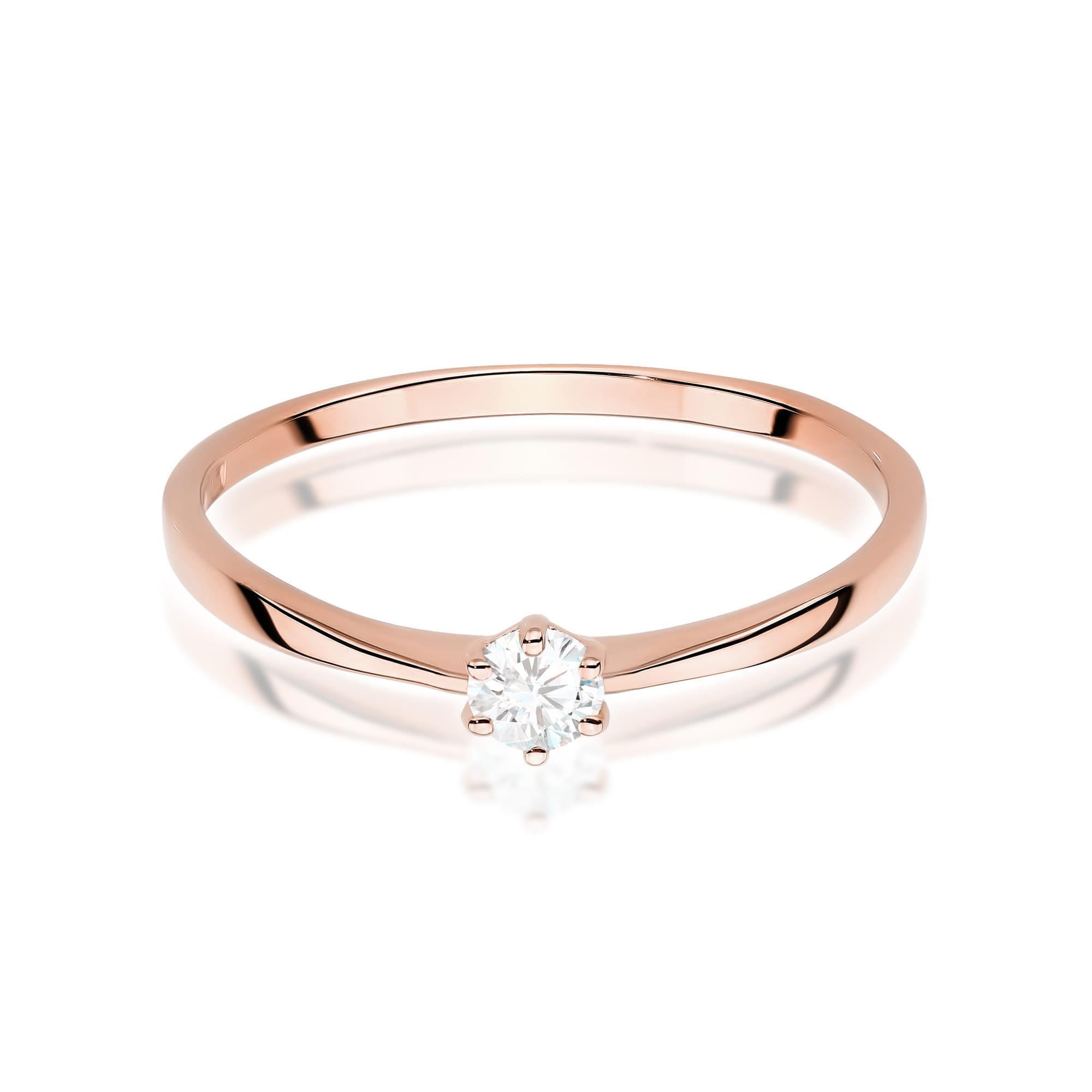 W579 Diamantový prsteň 0,10ct ružové zlato Au 585/1000 - 1