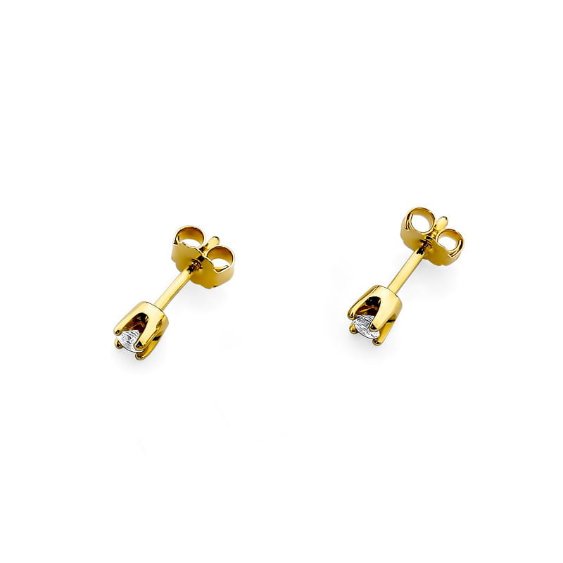 Náušnice KO034 Diamant 2 x 0,08ct žlté zlato Au 585/1000 - 1