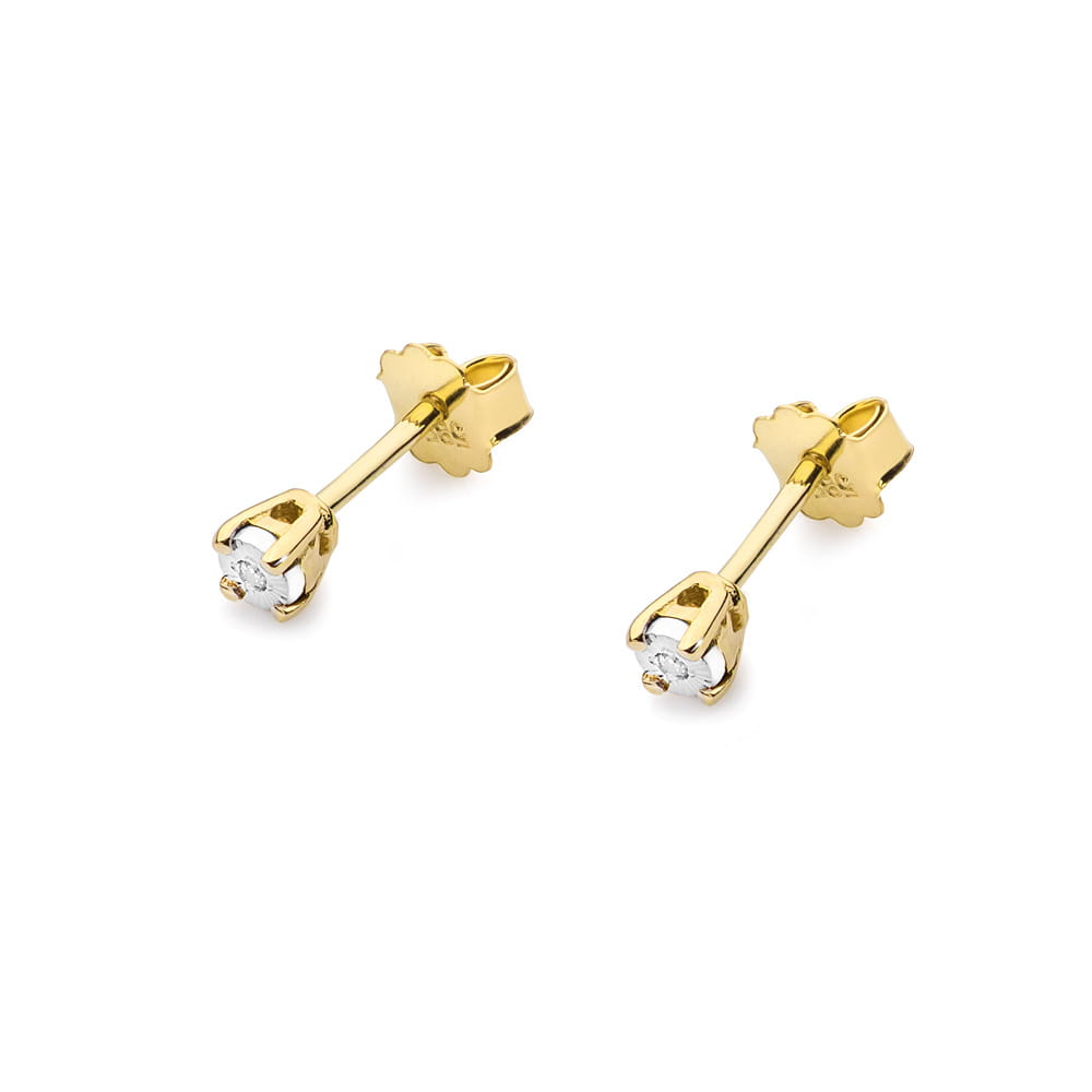 Náušnice KO058 Diamant 2 x 0,01ct žlté zlato Au 585/1000 - 1