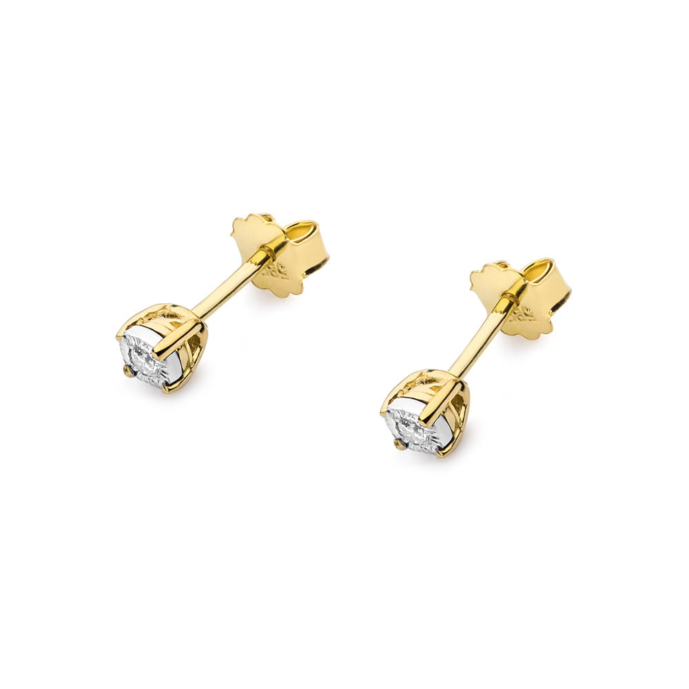 Náušnice KO058 Diamant 2 x 0,03ct žlté zlato Au 585/1000 - 1