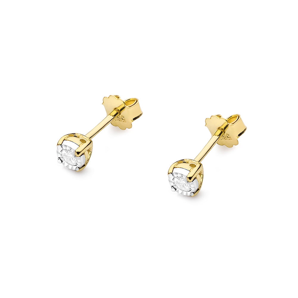 Náušnice KO058 Diamant 2 x 0,08ct žlté zlato Au 585/1000 - 1