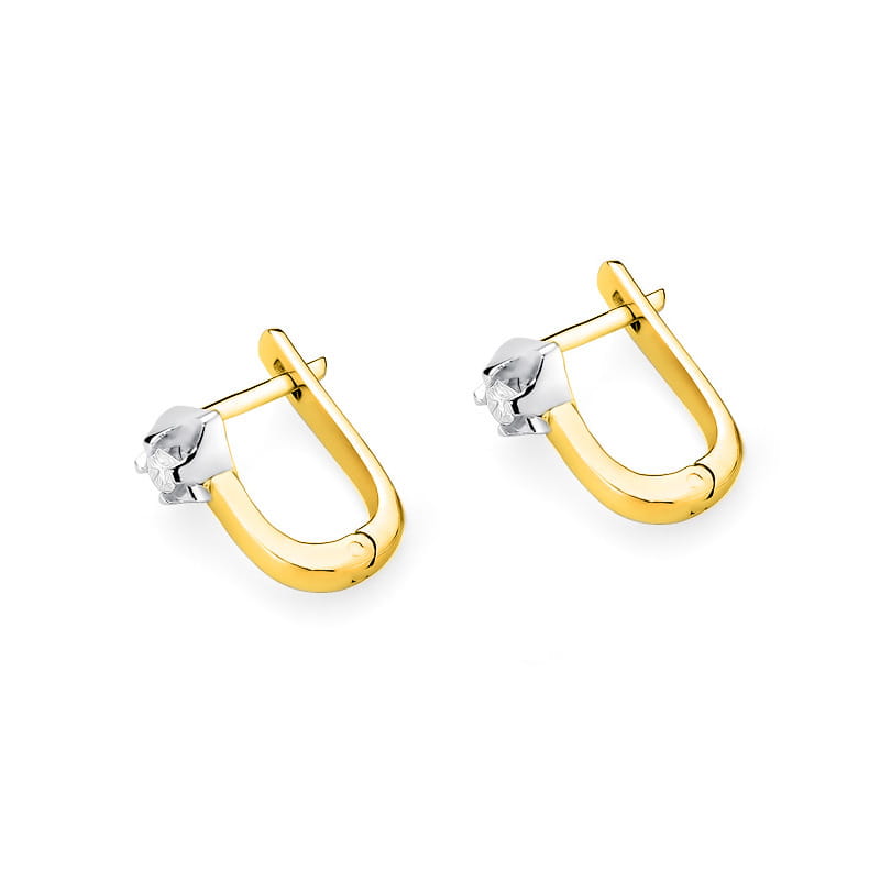 KO155 Diamantové náušnice 2 x 0,09ct žlté zlato Au 585/1000 - 1