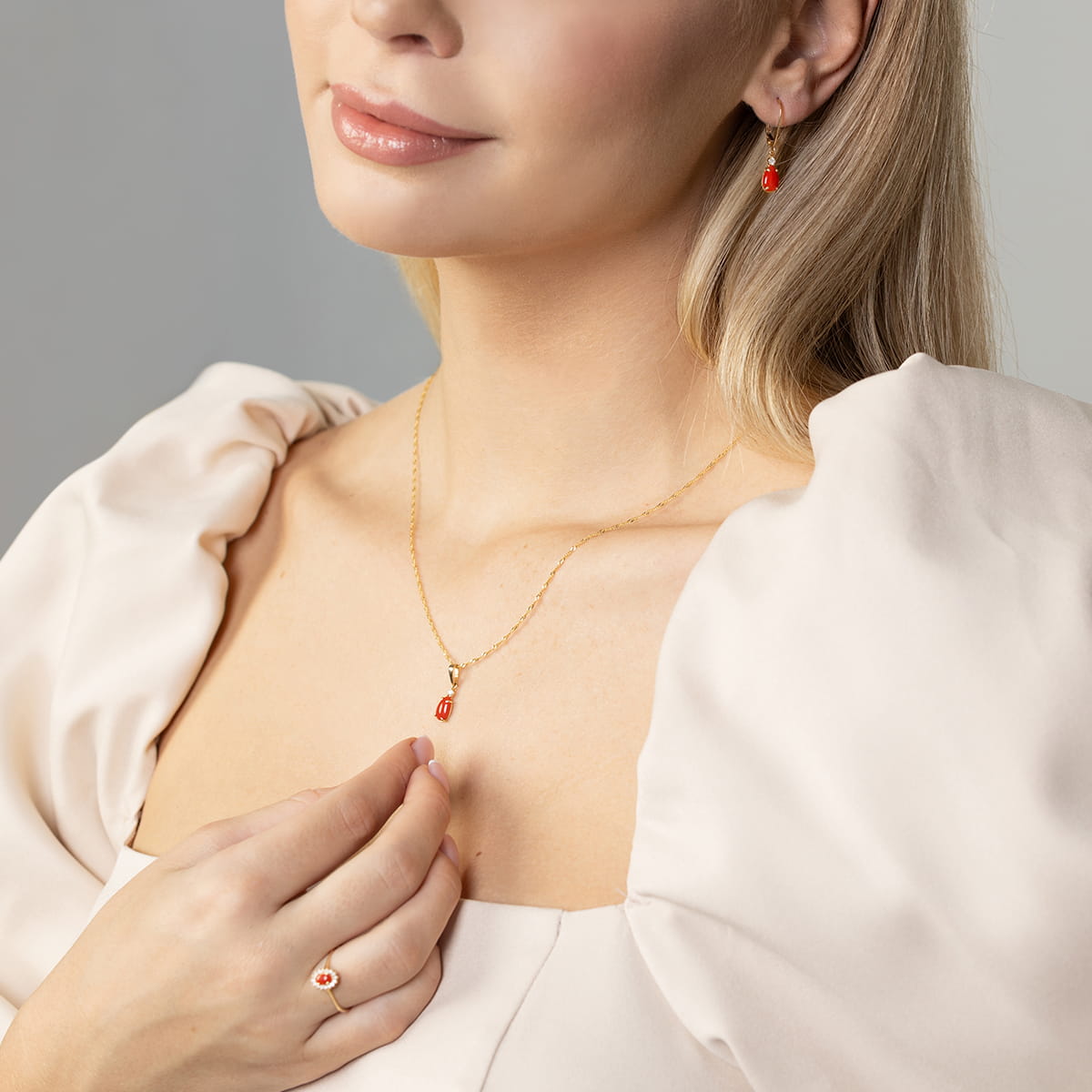 Z570 Koral prívesok 0.65ct žlté zlato Au 585/1000 - 2