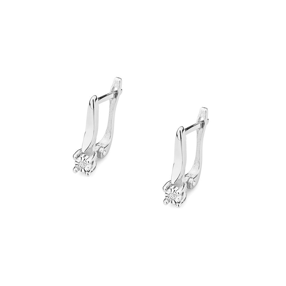 Náušnice KO065 Diamant 2 x 0,0086ct biele zlato Au 585/1000 - 1