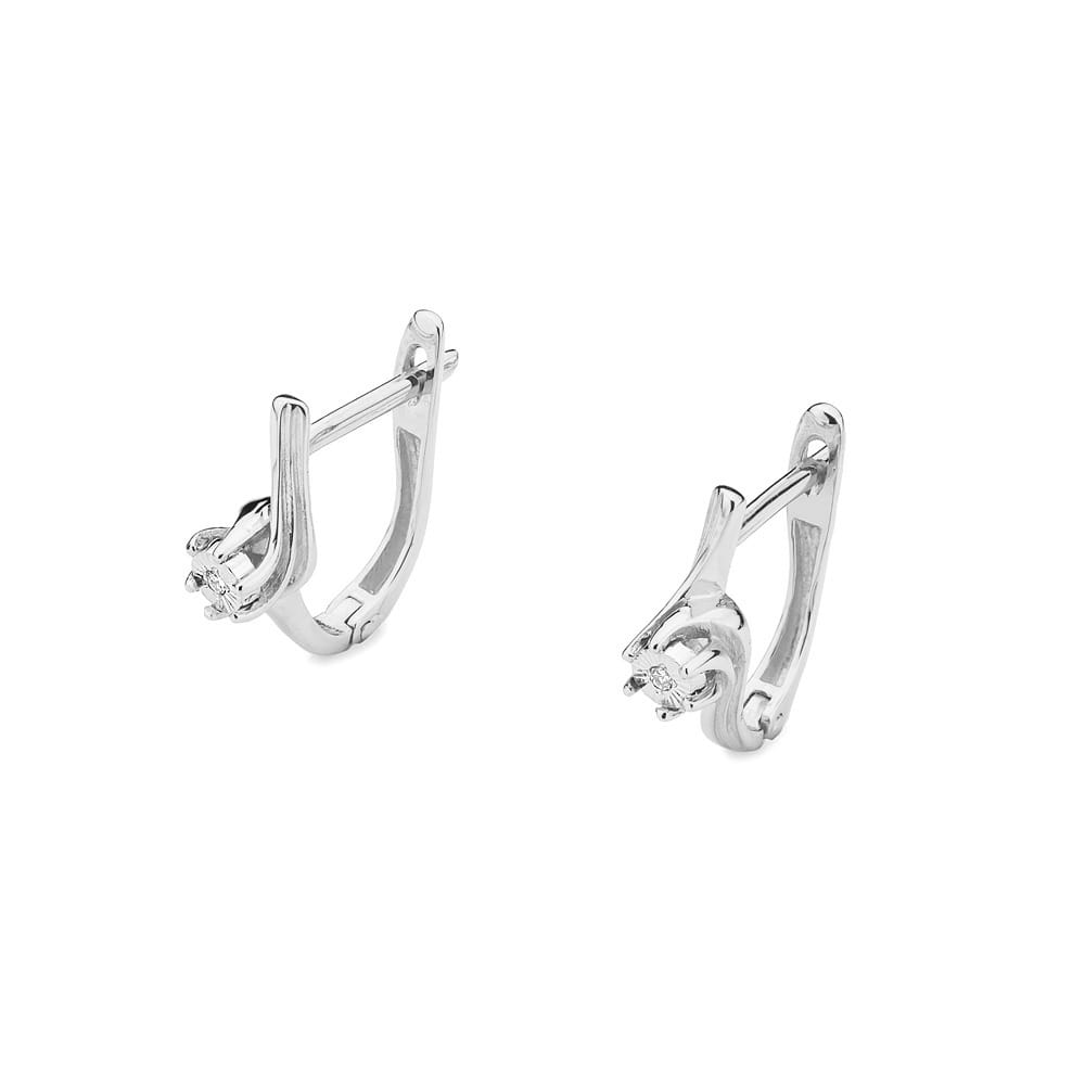 Náušnice KO063 Diamant 2 x 0,0086ct biele zlato Au 585/1000 - 1