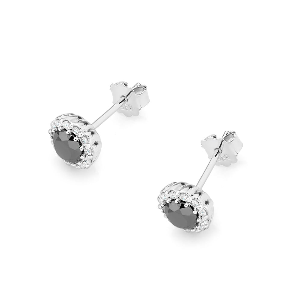KO510 náušnice Black Diamond 2 x 0,50ct biele zlato Au 585/1000 - 1