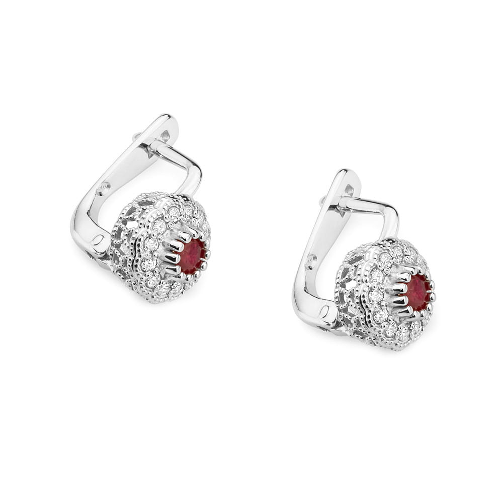 KO284 Ruby náušnice 2 x 0,15ct biele zlato Au 585/1000 - 1