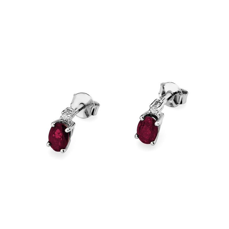 KO001 Ruby náušnice 2 x 0,60ct biele zlato Au 585/1000 - 1