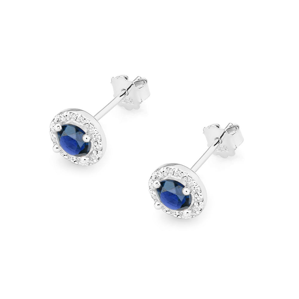 KO509 Zafírové náušnice 2 x 0,50ct biele zlato Au 585/1000 - 1