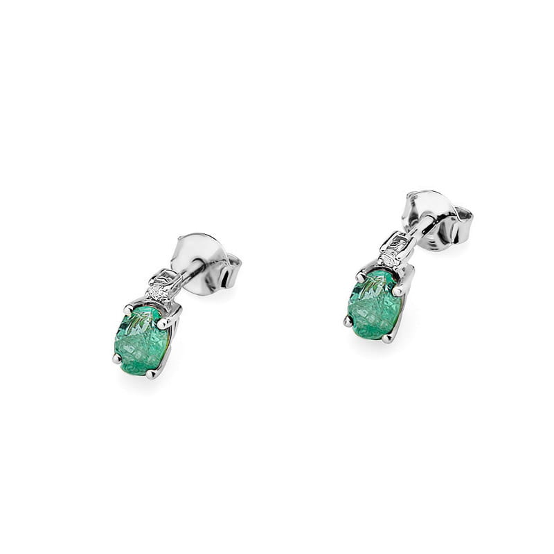 Náušnice KO001 Emerald 2 x 0,40ct biele zlato Au 585/1000 - 1