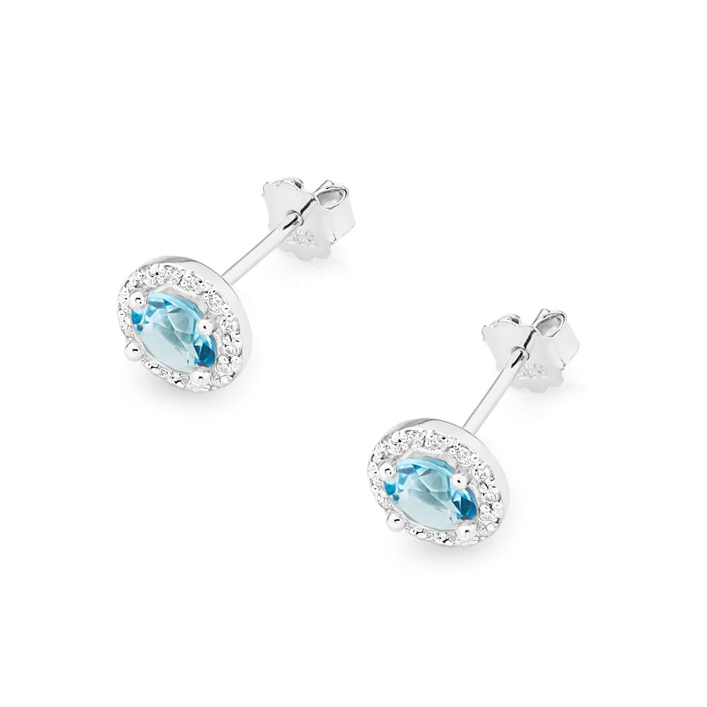 KO509 Náušnice Topaz 2 x 0,60ct biele zlato Au 585/1000 - 1