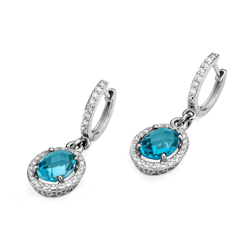 KO080 Náušnice Topaz 2 x 1,70ct biele zlato Au 585/1000 - 1