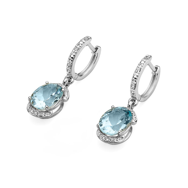KO150 Topaz náušnice 2 x 3,00ct biele zlato Au 585/1000 - 1