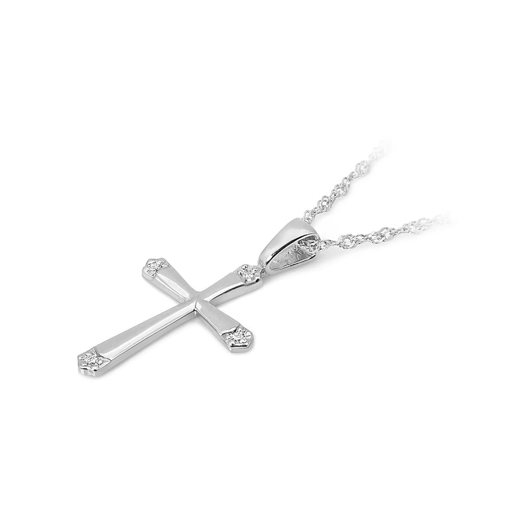 K001 kríž s diamantmi biele zlato Au 585/1000 - 1