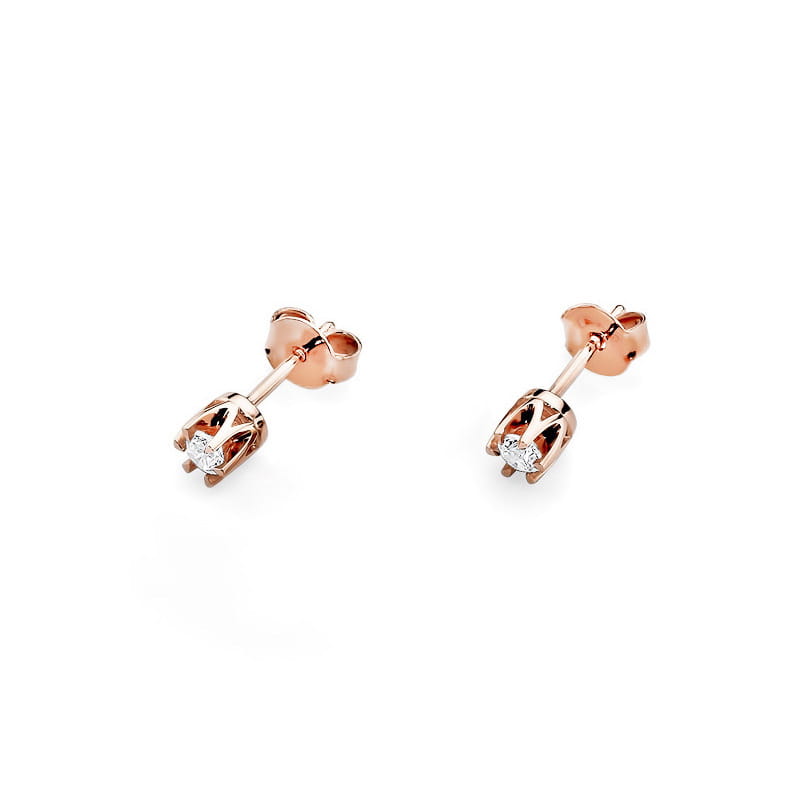 Náušnice K0032 Diamant 2 x 0,10ct ružové zlato Au 585/1000 - 1