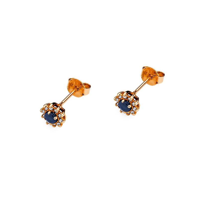 KO185 Náušnice Zafír 2 x 0,15ct ružové zlato Au 585/1000 - 1
