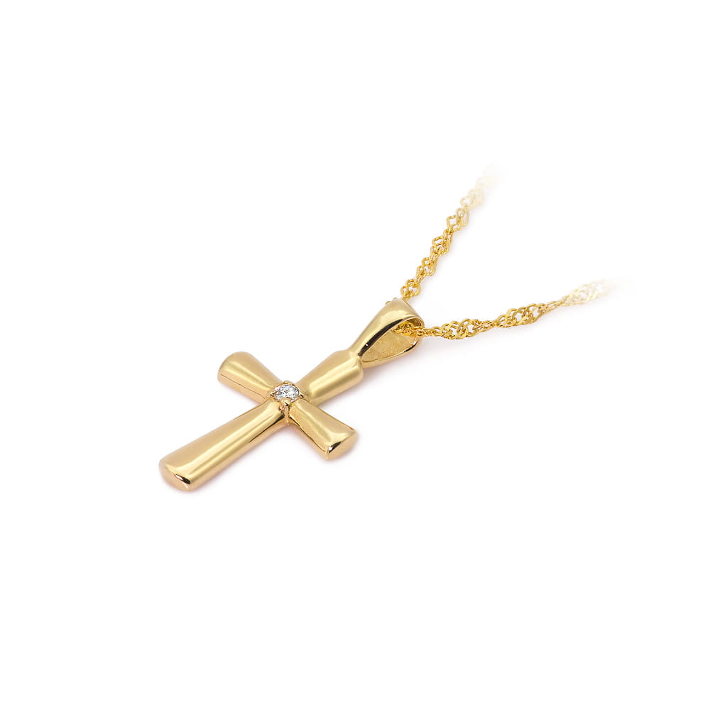 Kríž K003 Diamant 0,0145ct žlté zlato Au 585/1000 - 1
