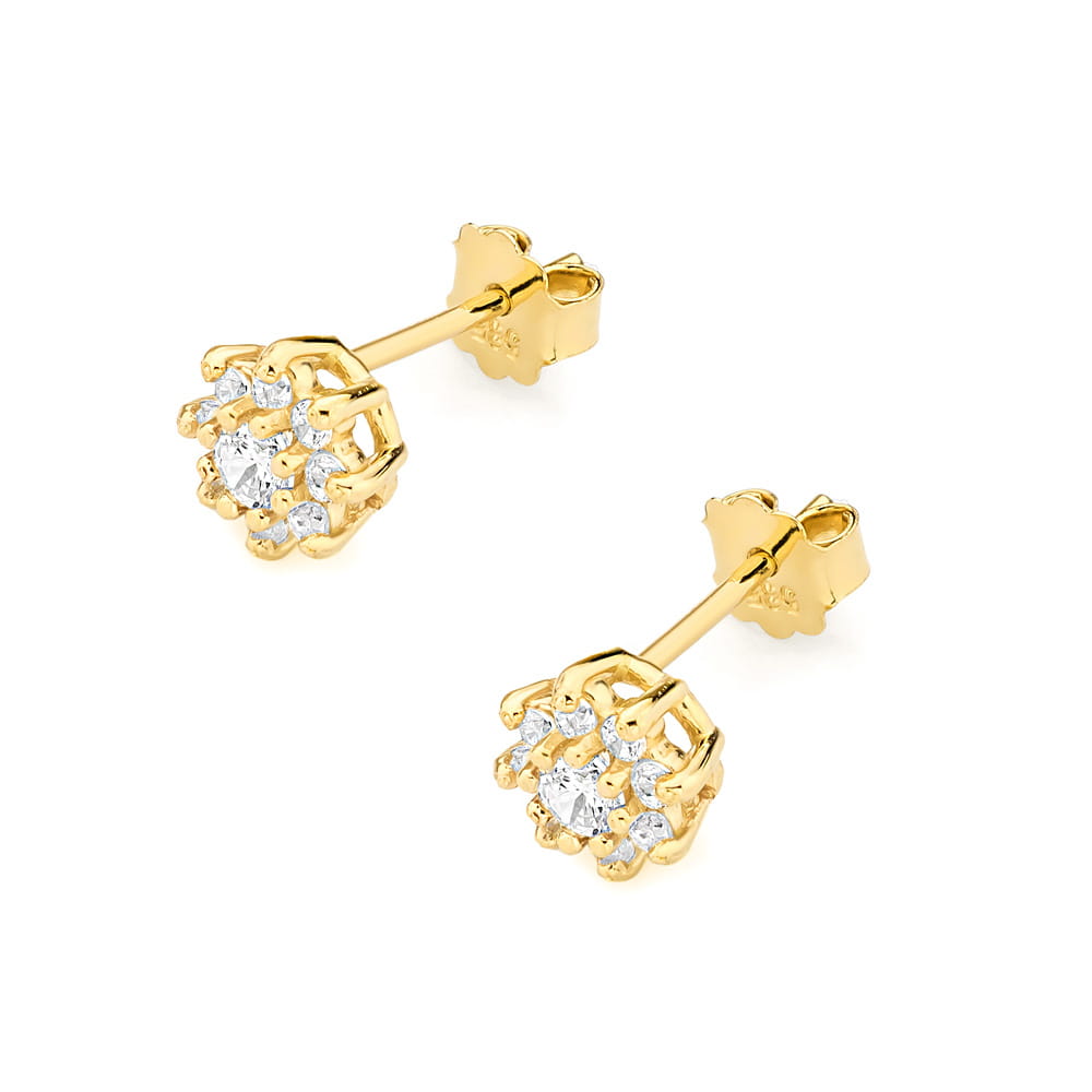 KO508 Diamantové náušnice 2 x 0,10ct žlté zlato Au 585/1000 - 1