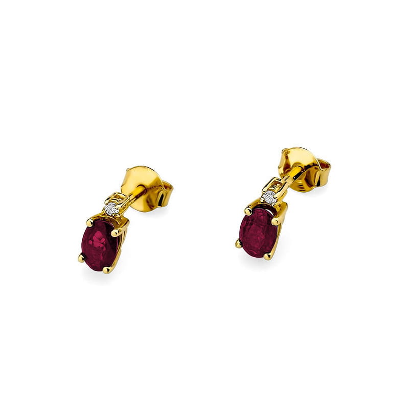 Náušnice KO001 Ruby 2 x 0,60ct žlté zlato Au 585/1000 - 1