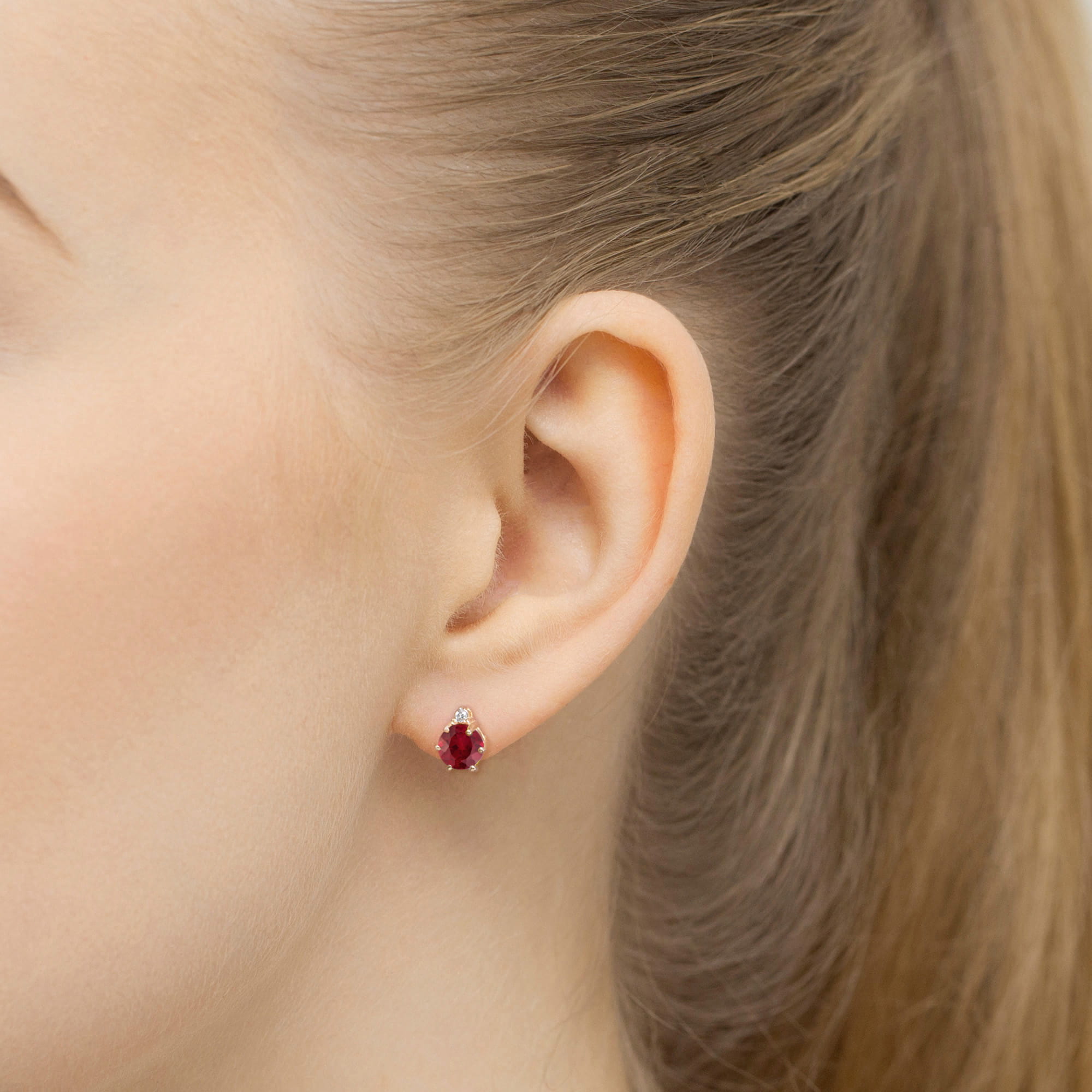 Náušnice K0076 Ruby 2 x 0,60ct žlté zlato Au 585/1000 - 1