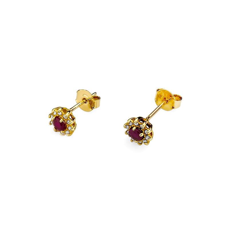 KO185 Ruby náušnice 2 x 0,15ct žlté zlato Au 585/1000 - 1