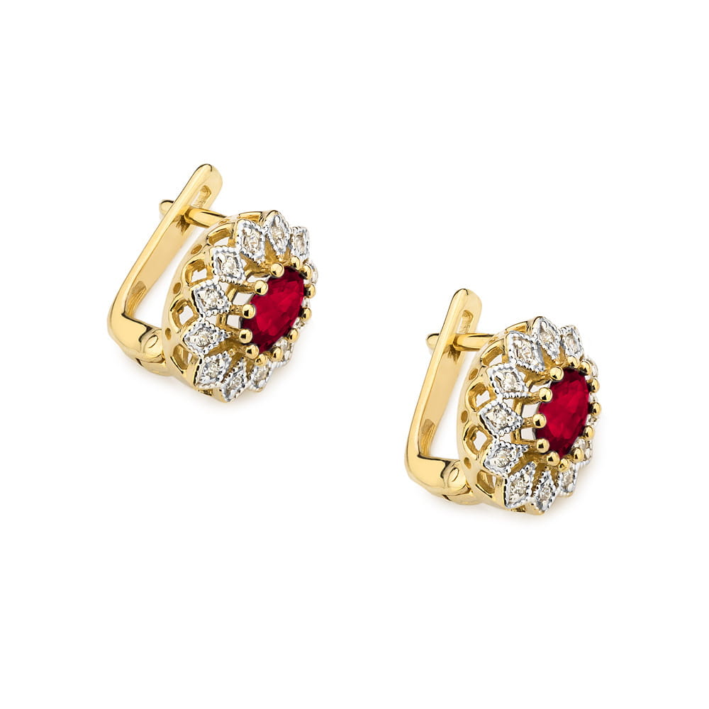 KO354 Ruby náušnice 2 x 0,60ct žlté zlato Au 585/1000 - 1