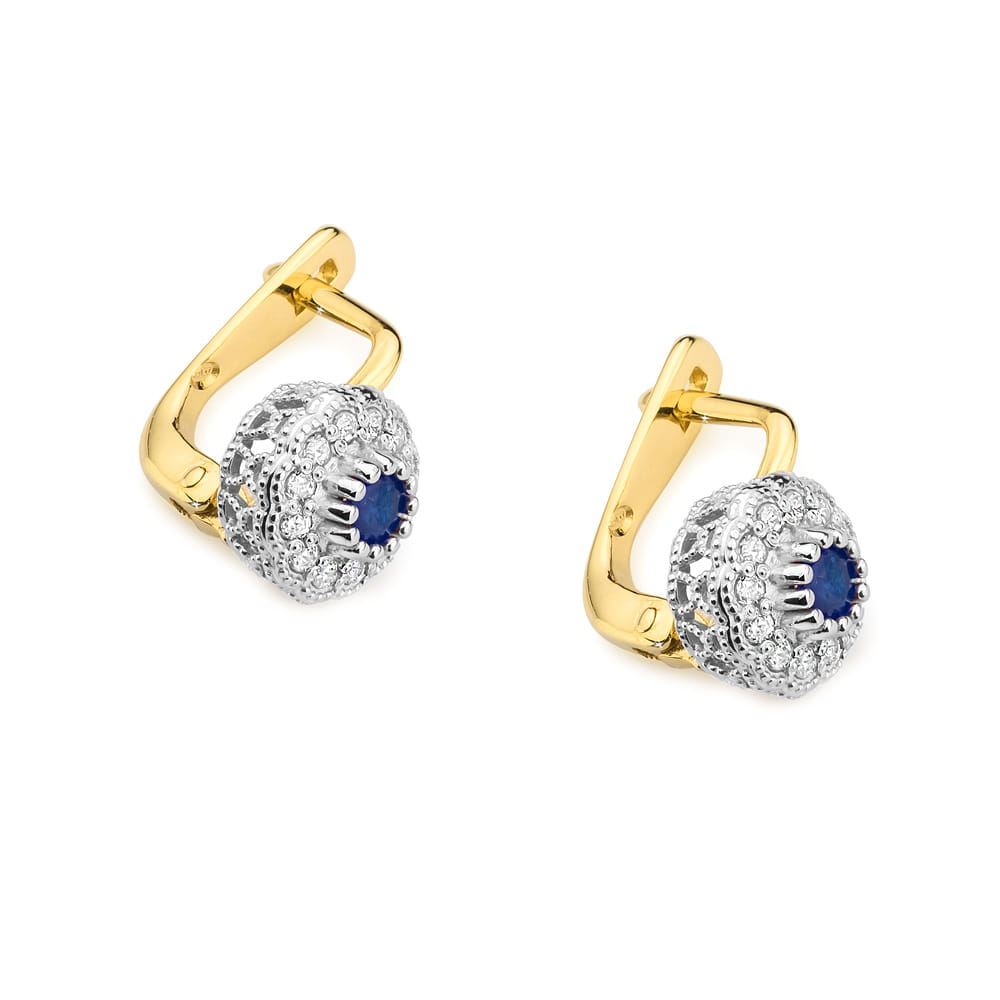 KO284 Zafírové náušnice 2 x 0,15ct žlté zlato Au 585/1000 - 1