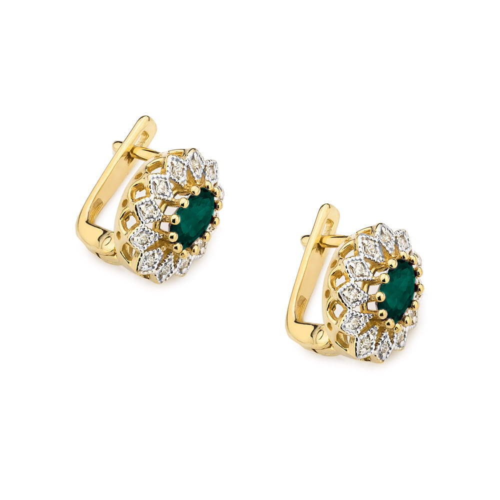 KO354 Náušnice Emerald 2 x 0,40ct žlté zlato Au 585/1000 - 1