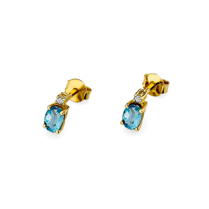 Náušnice KO001 Topaz 2 x 0,50ct žlté zlato Au 585/1000 - 1