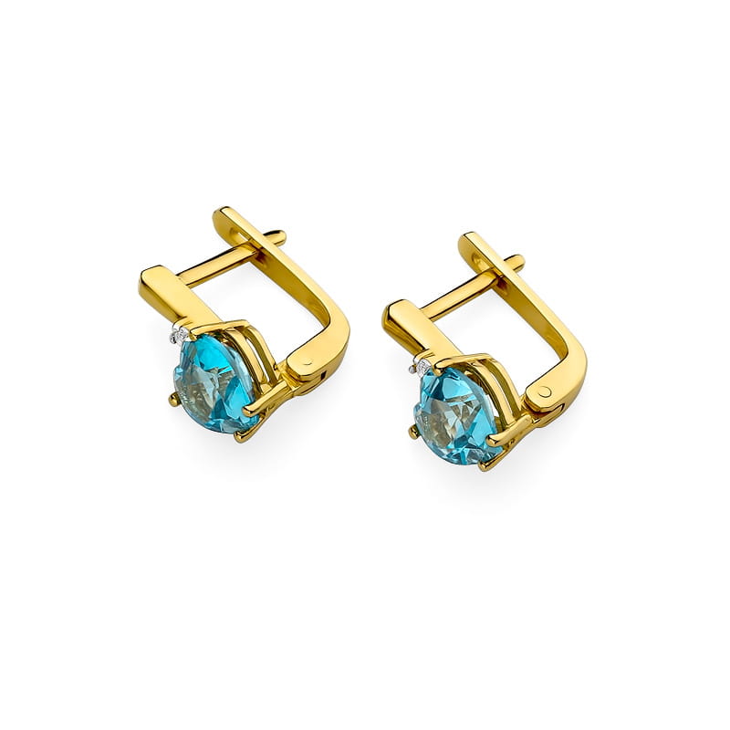 Náušnice KO002 Topaz 2 x 1,20ct žlté zlato Au 585/1000 - 1