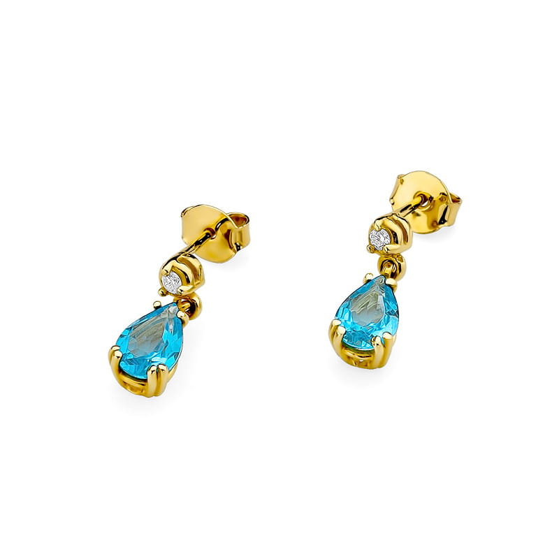 Náušnice KO006 Topaz 2 x 0,90ct žlté zlato Au 585/1000 - 1