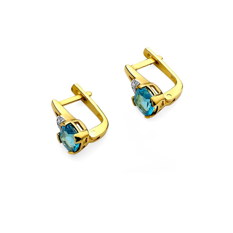 KO040 Topaz náušnice 2 x 1,10ct žlté zlato Au 585/1000 - 1