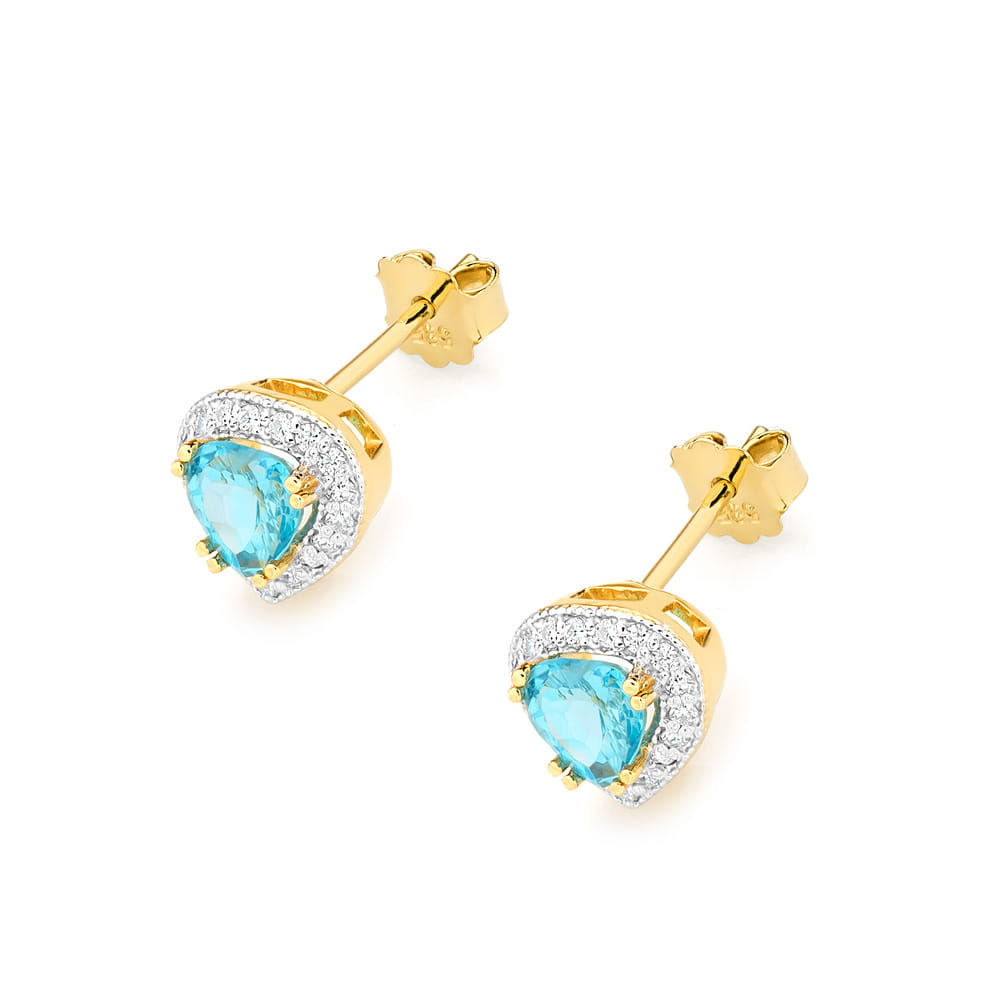 KO507 Topaz náušnice 2 x 0,50ct žlté zlato Au 585/1000 - 1