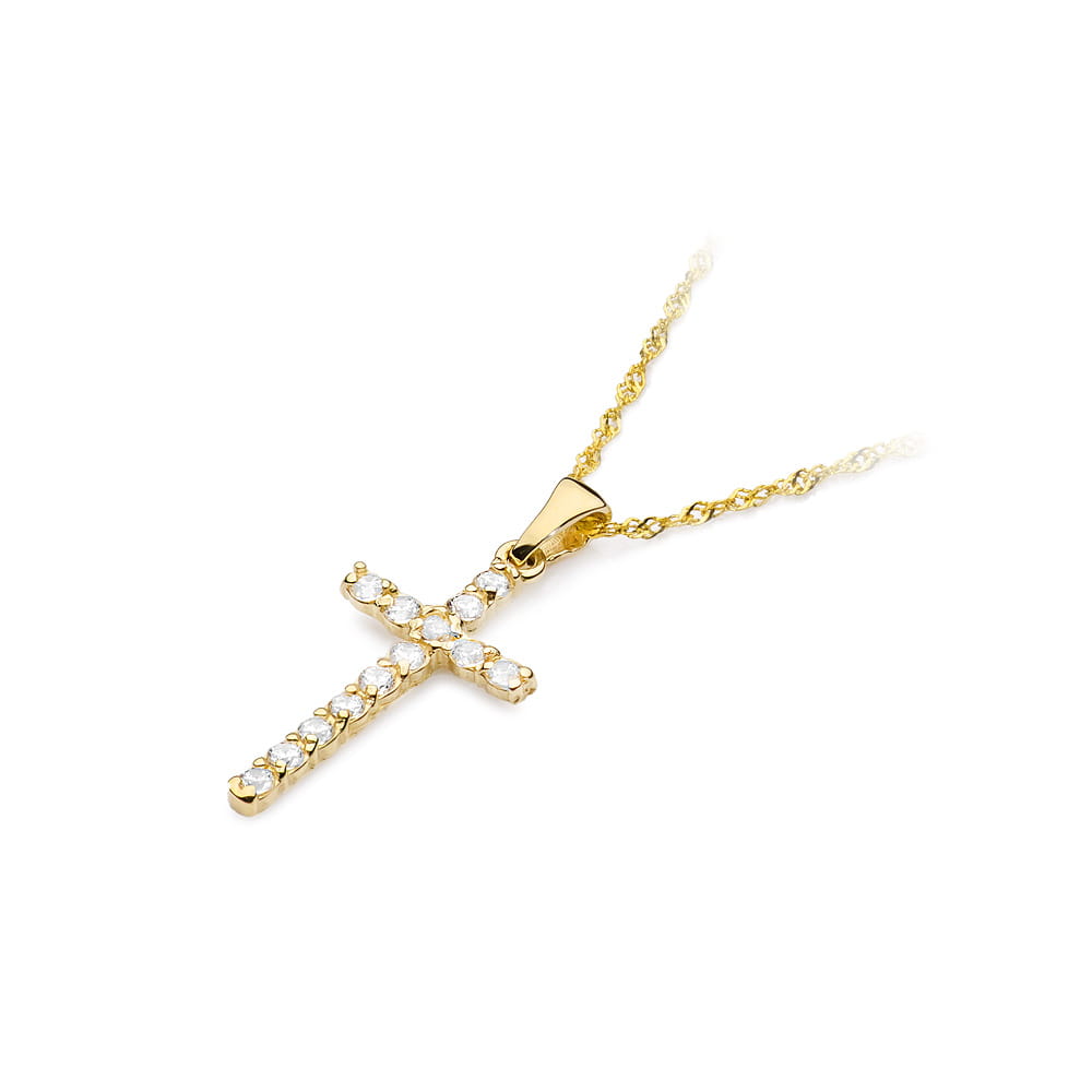 K006 kríž s diamantmi žlté zlato Au 585/1000 - 1